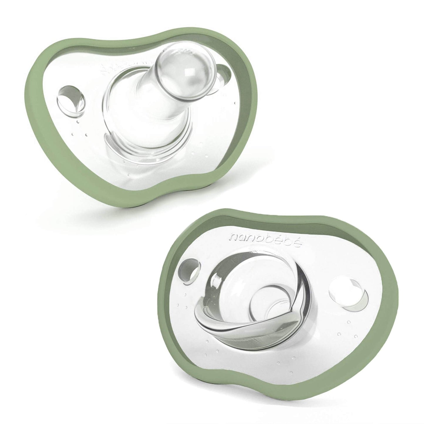 Nanobébé US Sage / 0-3 Months / 2-Pack Flexy Silicone Pacifiers