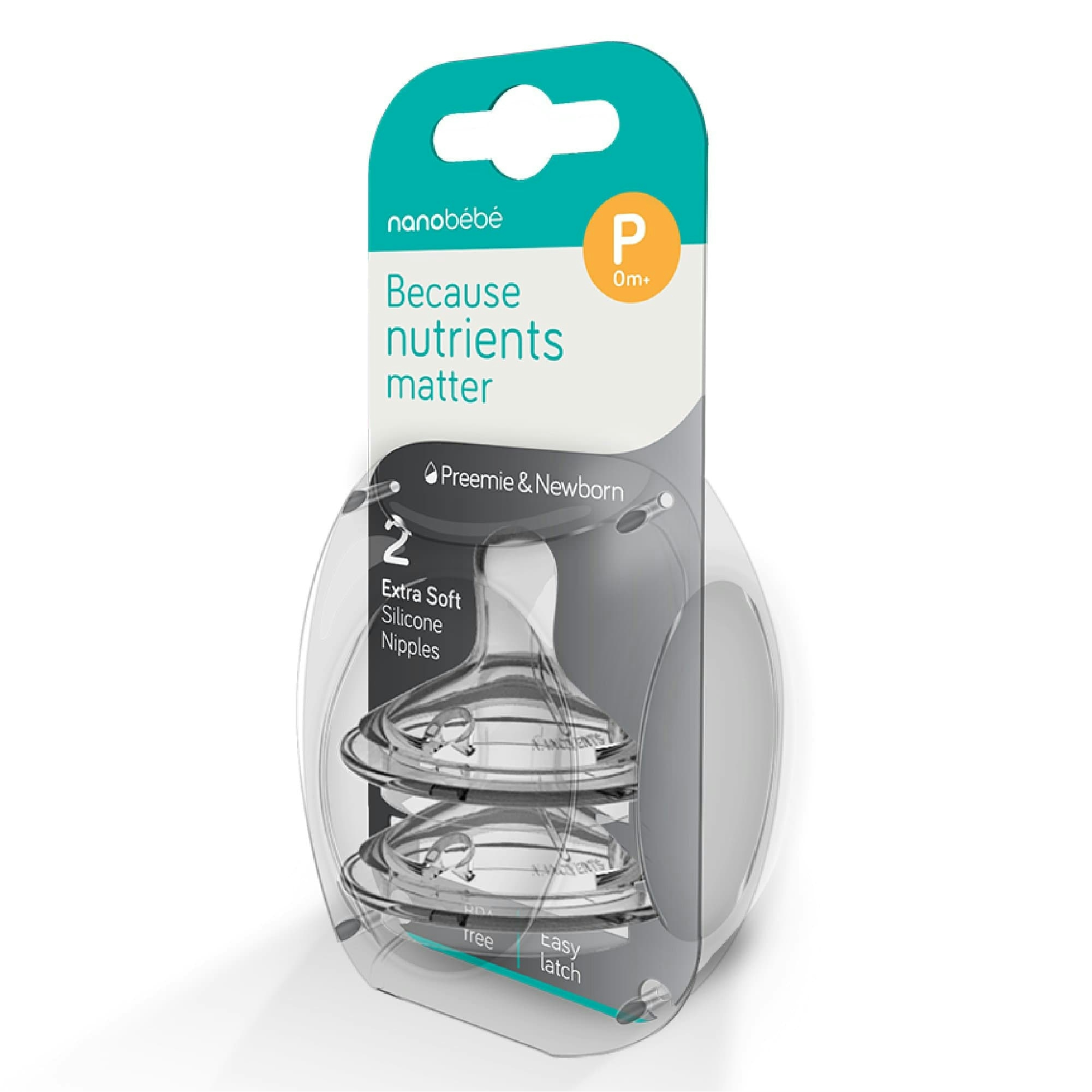 Nanobébé US Silicone Baby Bottle Nipples, 5 Flow Rates, 2-Pack