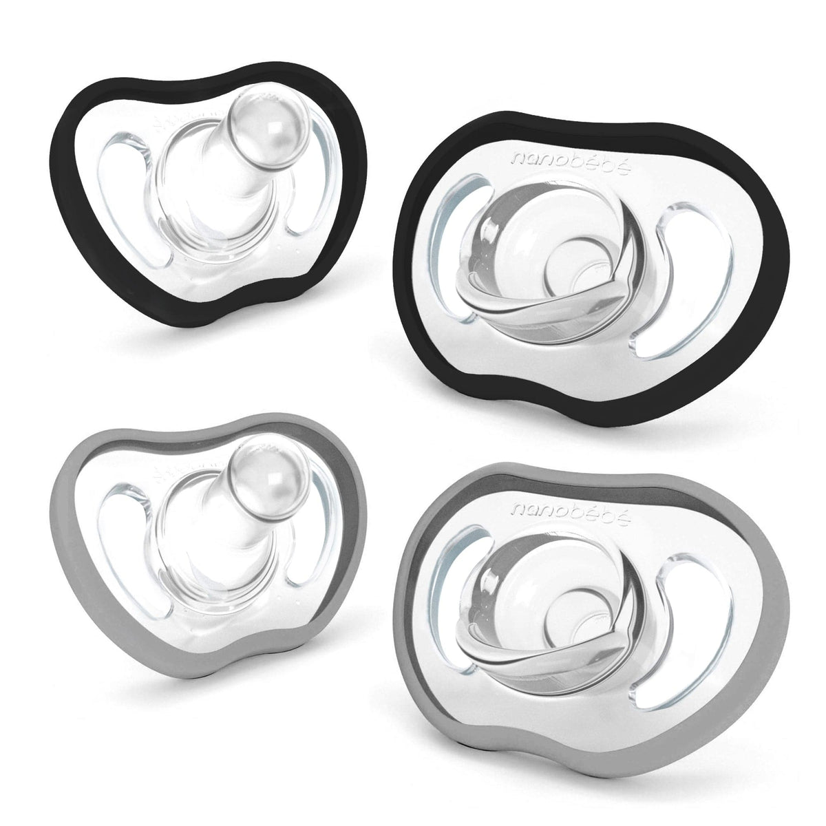Grey Pacifier Flexy Active Pacifier - 4m+ Silicone Pacifier, 4-pack