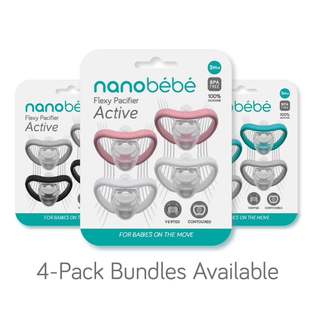 Flexy Active Pacifier - 4m+ Silicone Pacifier, 4-pack